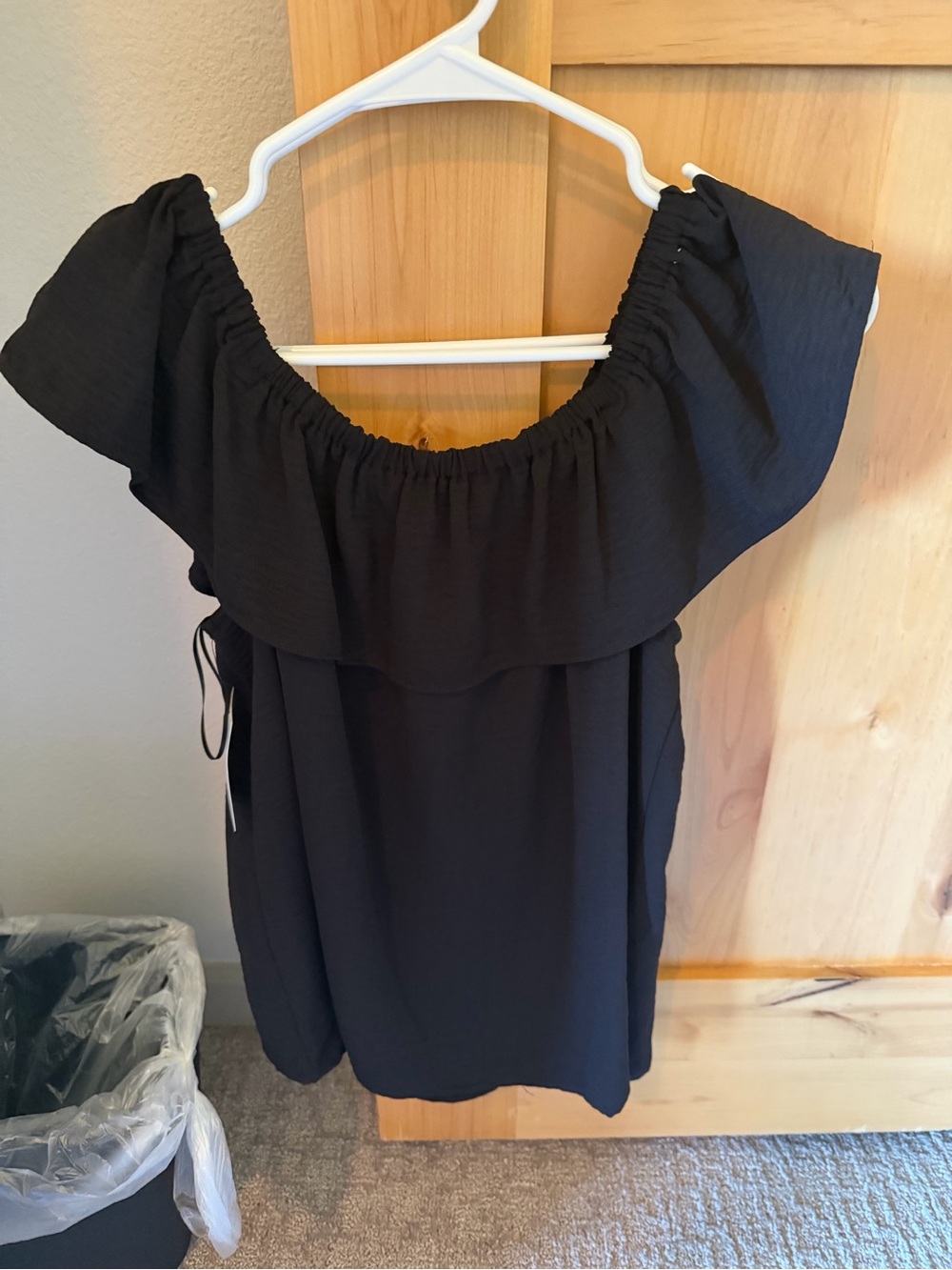 Nine West Black Off-Shoulder Ruffle Tunic